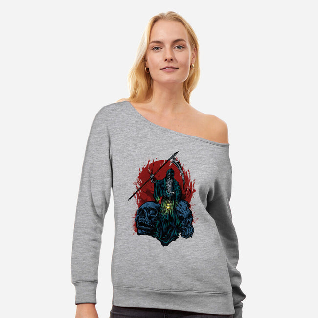Death And Skulls-womens off shoulder sweatshirt-Superblitz