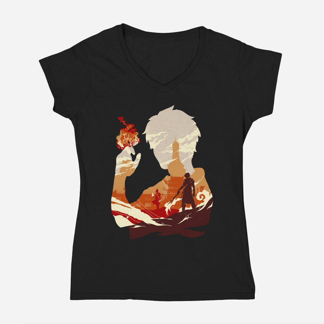 Fire And Lightning-womens v-neck tee-RamenBoy