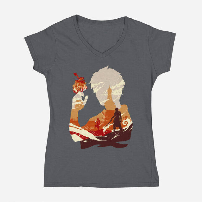 Fire And Lightning-womens v-neck tee-RamenBoy