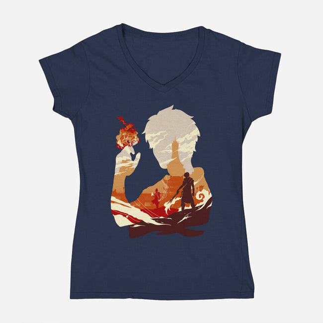 Fire And Lightning-womens v-neck tee-RamenBoy