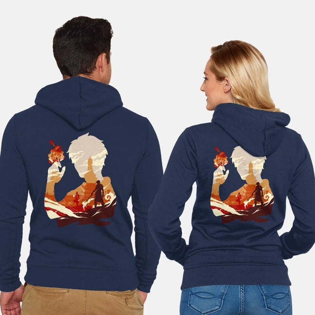 Fire And Lightning-unisex zip-up sweatshirt-RamenBoy