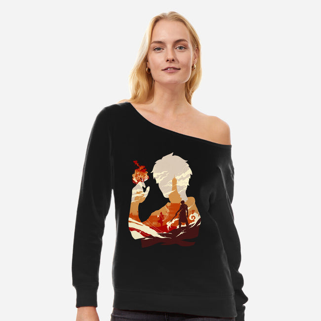 Fire And Lightning-womens off shoulder sweatshirt-RamenBoy