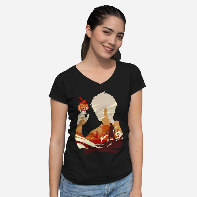 Fire And Lightning-womens v-neck tee-RamenBoy