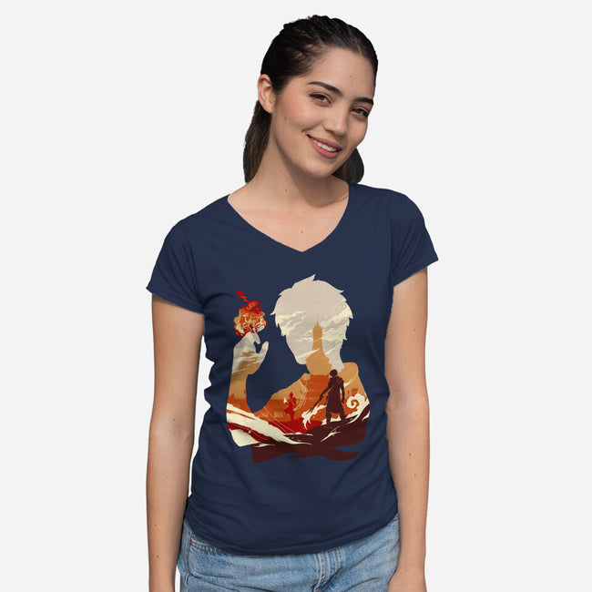 Fire And Lightning-womens v-neck tee-RamenBoy