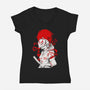 Kitsune Samurai Girl-womens v-neck tee-Faissal Thomas