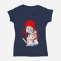 Kitsune Samurai Girl-womens v-neck tee-Faissal Thomas