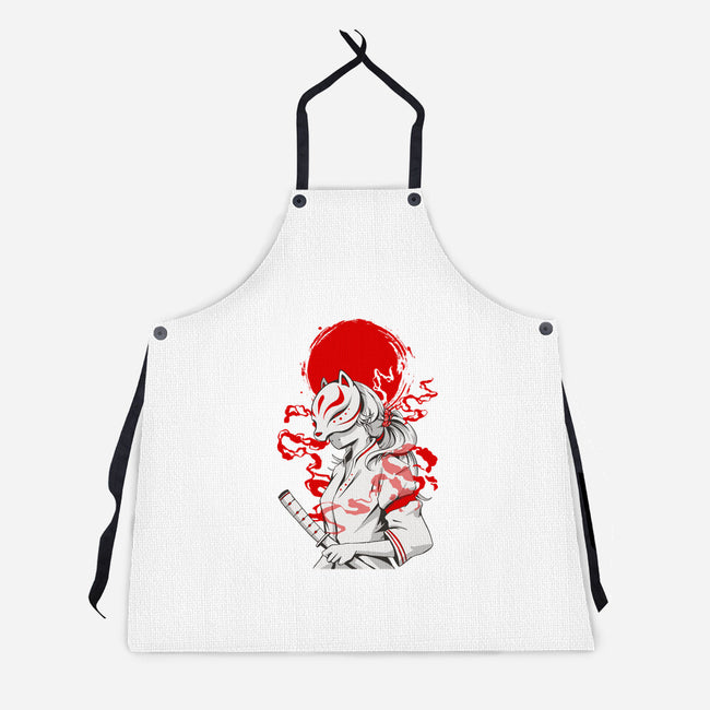 Kitsune Samurai Girl-unisex kitchen apron-Faissal Thomas