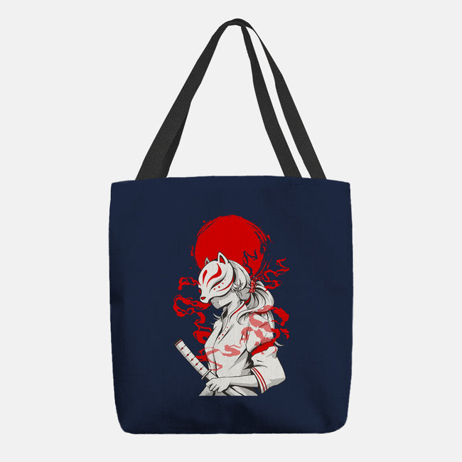 Kitsune Samurai Girl-none basic tote bag-Faissal Thomas