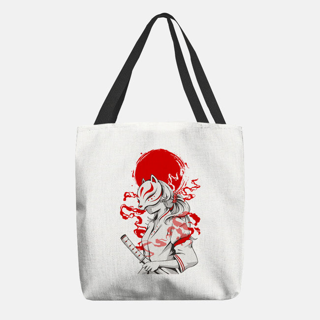 Kitsune Samurai Girl-none basic tote bag-Faissal Thomas