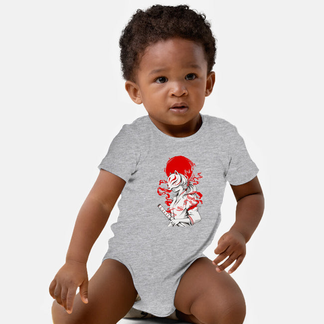 Kitsune Samurai Girl-baby basic onesie-Faissal Thomas