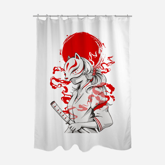 Kitsune Samurai Girl-none polyester shower curtain-Faissal Thomas