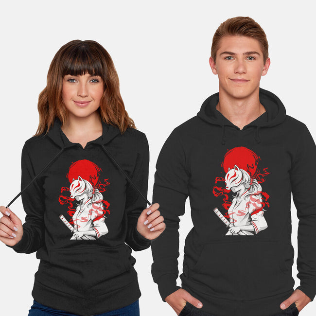 Kitsune Samurai Girl-unisex pullover sweatshirt-Faissal Thomas