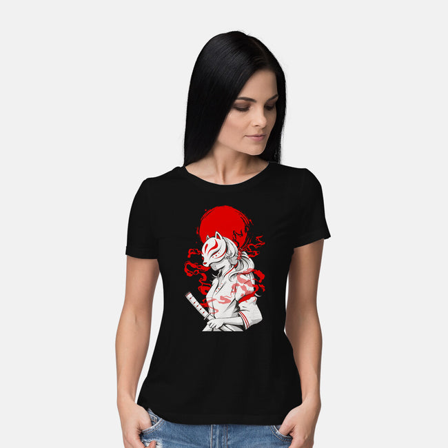 Kitsune Samurai Girl-womens basic tee-Faissal Thomas