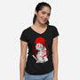 Kitsune Samurai Girl-womens v-neck tee-Faissal Thomas