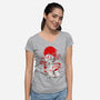 Kitsune Samurai Girl-womens v-neck tee-Faissal Thomas