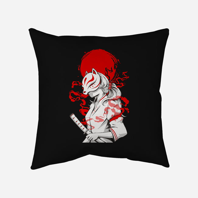 Kitsune Samurai Girl-none removable cover w insert throw pillow-Faissal Thomas