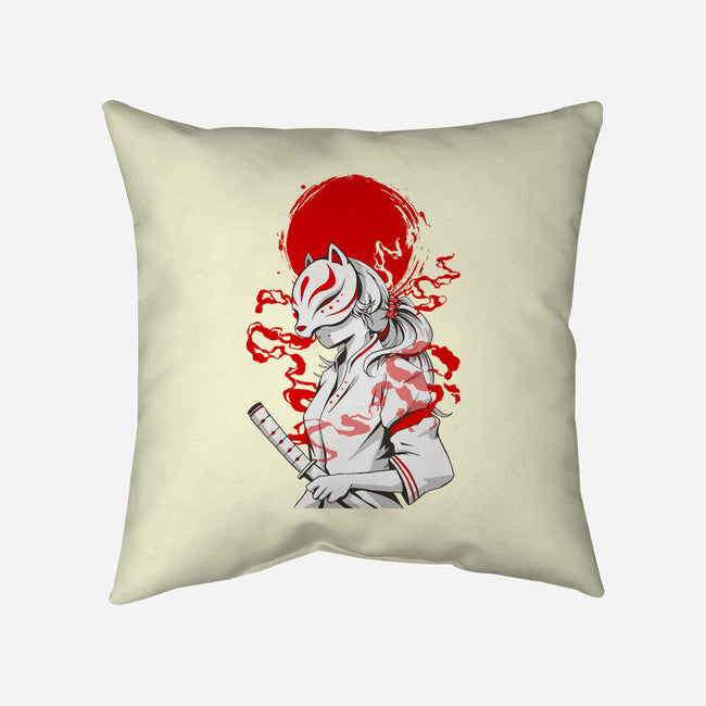 Kitsune Samurai Girl-none removable cover w insert throw pillow-Faissal Thomas