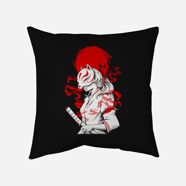Kitsune Samurai Girl-none removable cover throw pillow-Faissal Thomas