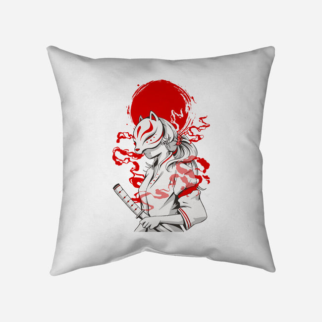 Kitsune Samurai Girl-none removable cover throw pillow-Faissal Thomas