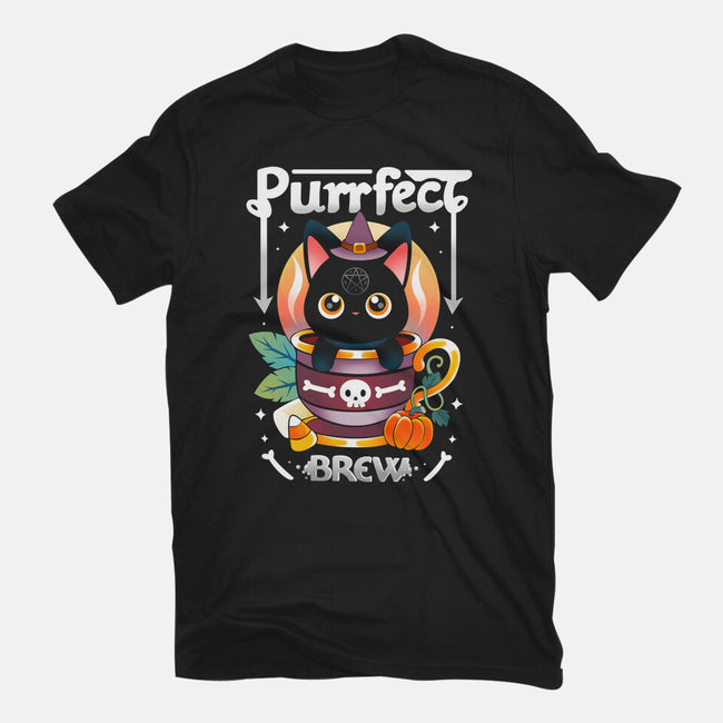 Purrfect Brew-womens basic tee-Vallina84