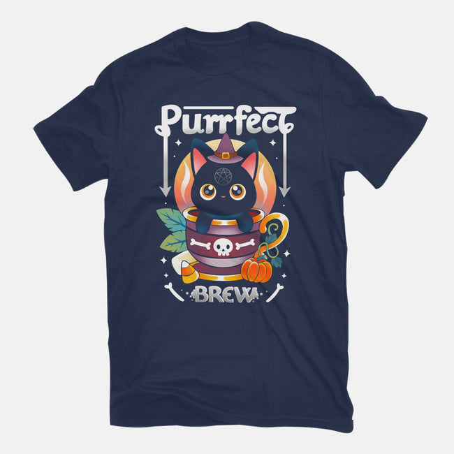 Purrfect Brew-womens basic tee-Vallina84