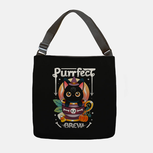 Purrfect Brew-none adjustable tote bag-Vallina84