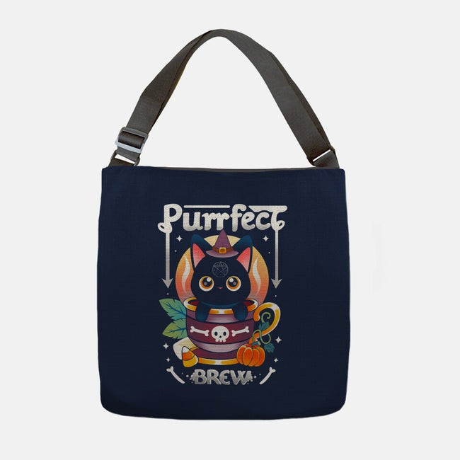 Purrfect Brew-none adjustable tote bag-Vallina84