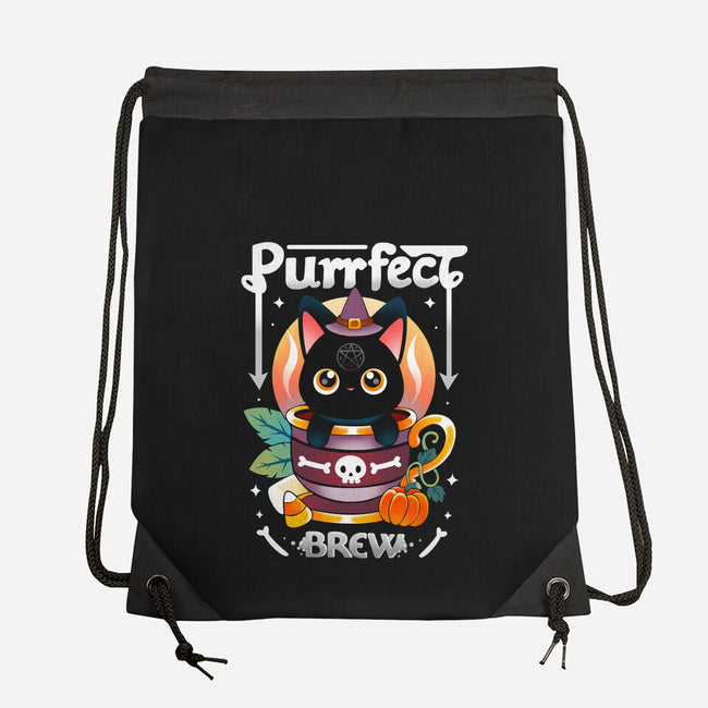 Purrfect Brew-none drawstring bag-Vallina84