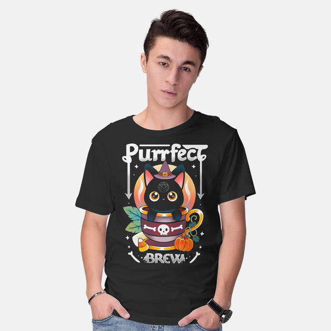 Purrfect Brew-mens basic tee-Vallina84