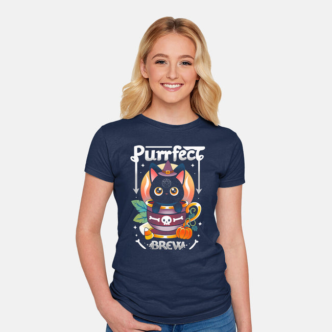 Purrfect Brew-womens fitted tee-Vallina84