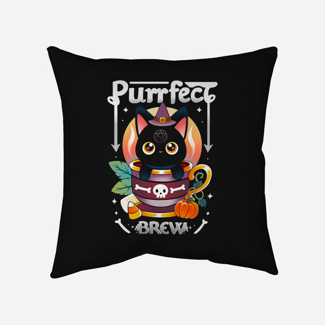 Purrfect Brew-none removable cover throw pillow-Vallina84