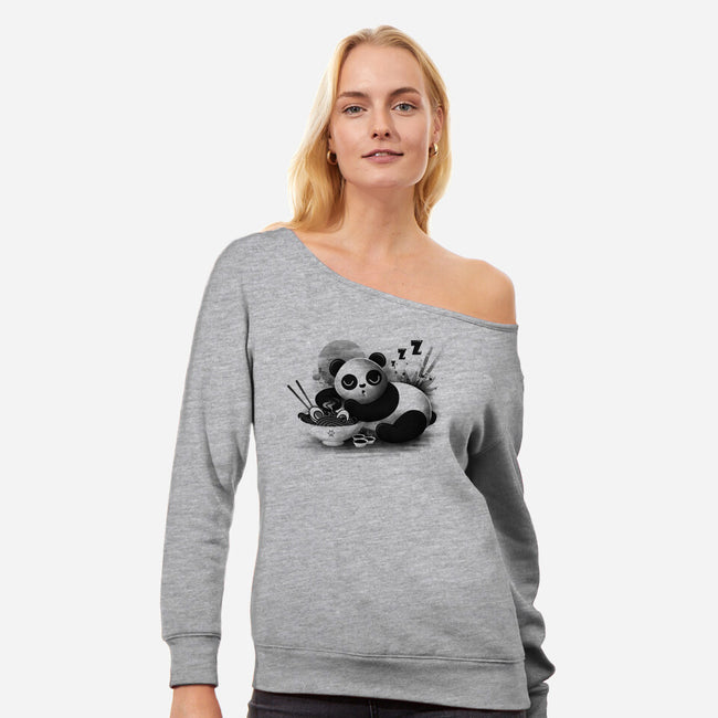 Ramen Panda-womens off shoulder sweatshirt-erion_designs