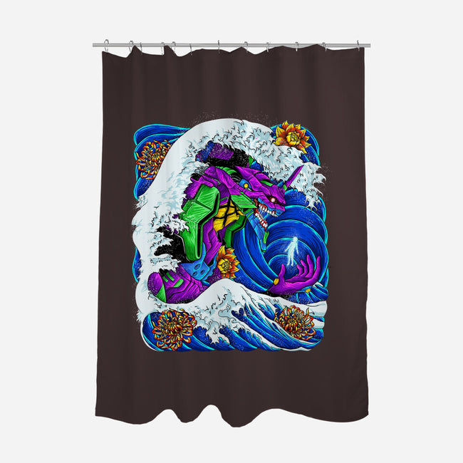 The Great Wave Of Mecha 01-none polyester shower curtain-Bellades