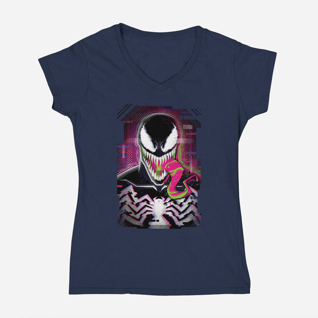 Venom Glitch-womens v-neck tee-danielmorris1993