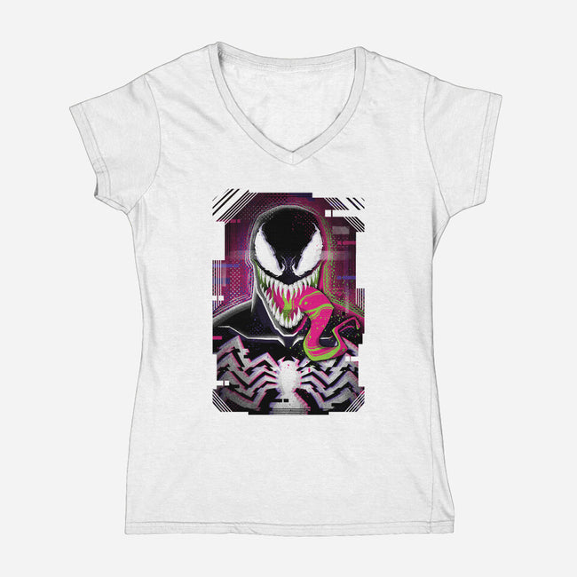 Venom Glitch-womens v-neck tee-danielmorris1993