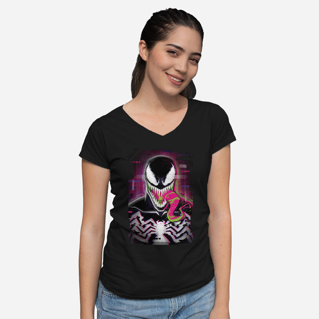 Venom Glitch-womens v-neck tee-danielmorris1993