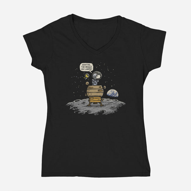 The Beagle Has Landed-womens v-neck tee-kg07
