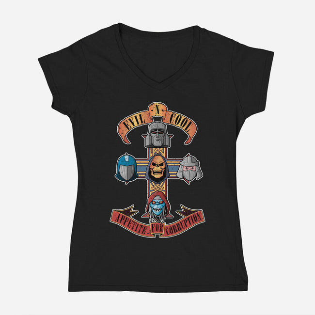 Appetite For Corruption-womens v-neck tee-Skullpy