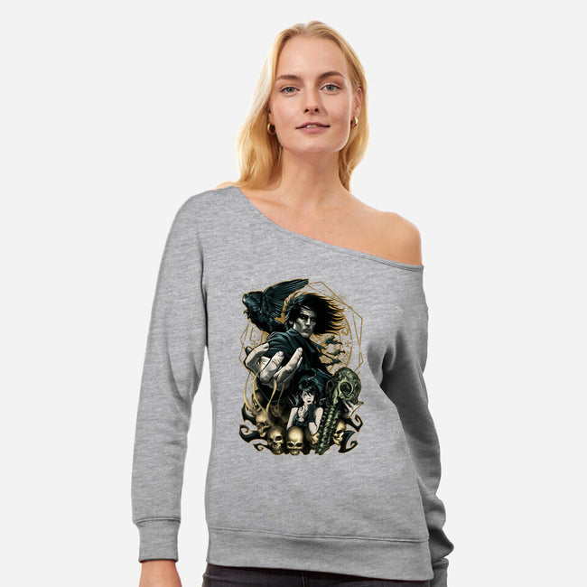 Lord Of Dreams-womens off shoulder sweatshirt-Conjura Geek