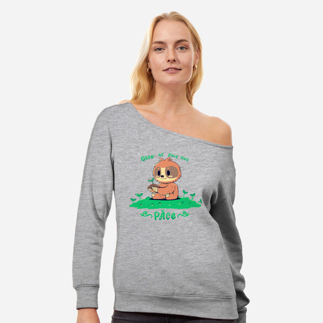 Grow At Your Own Pace-womens off shoulder sweatshirt-TechraNova
