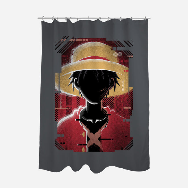 Luffy Glitch-none polyester shower curtain-danielmorris1993