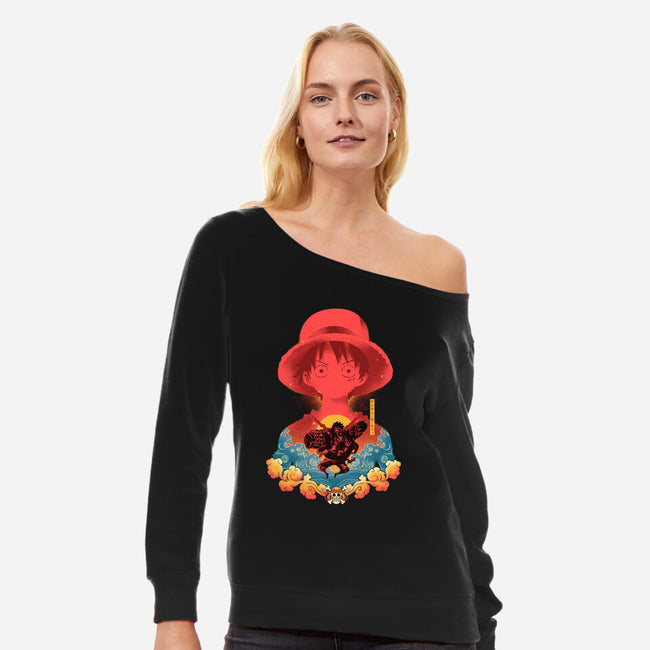 Monkey Pirate-womens off shoulder sweatshirt-hypertwenty