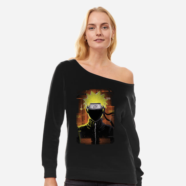 Naruto Glitch-womens off shoulder sweatshirt-danielmorris1993