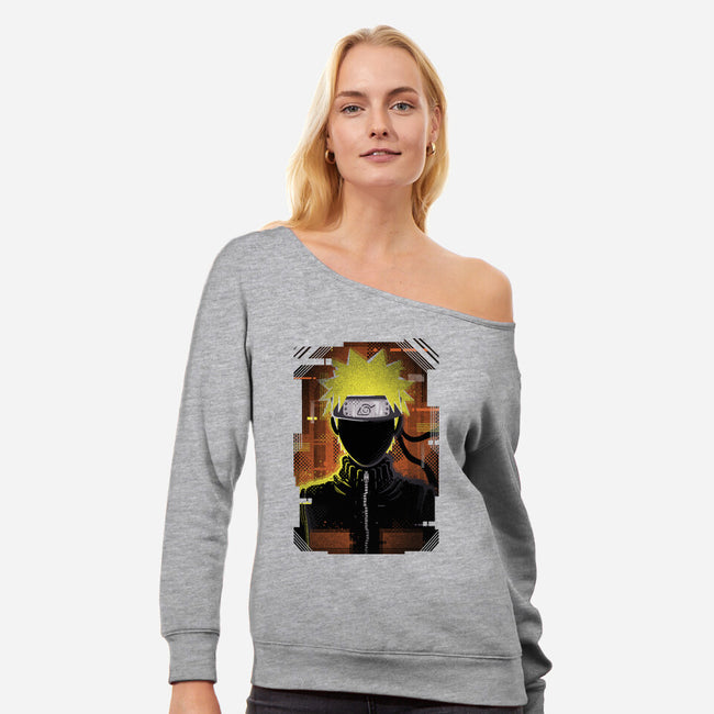 Naruto Glitch-womens off shoulder sweatshirt-danielmorris1993