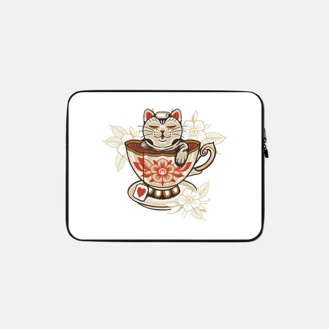 Neko Cat Coffee Tea-none zippered laptop sleeve-tobefonseca