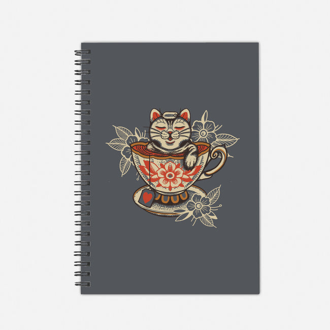 Neko Cat Coffee Tea-none dot grid notebook-tobefonseca