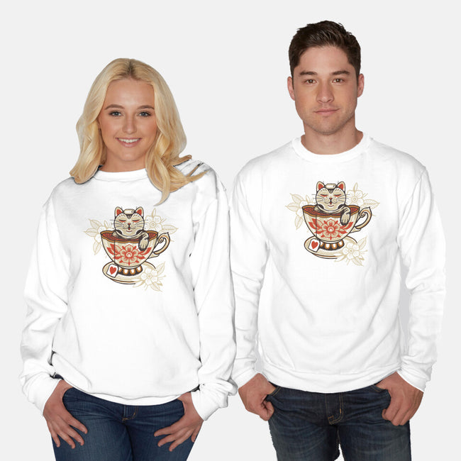 Neko Cat Coffee Tea-unisex crew neck sweatshirt-tobefonseca