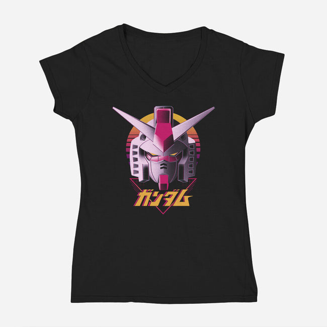 Retro Gundam-womens v-neck tee-ddjvigo
