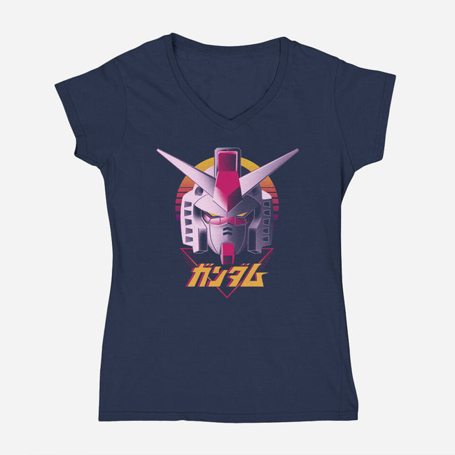 Retro Gundam-womens v-neck tee-ddjvigo