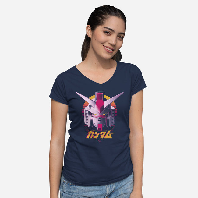 Retro Gundam-womens v-neck tee-ddjvigo